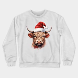 Santa Highland cow Crewneck Sweatshirt